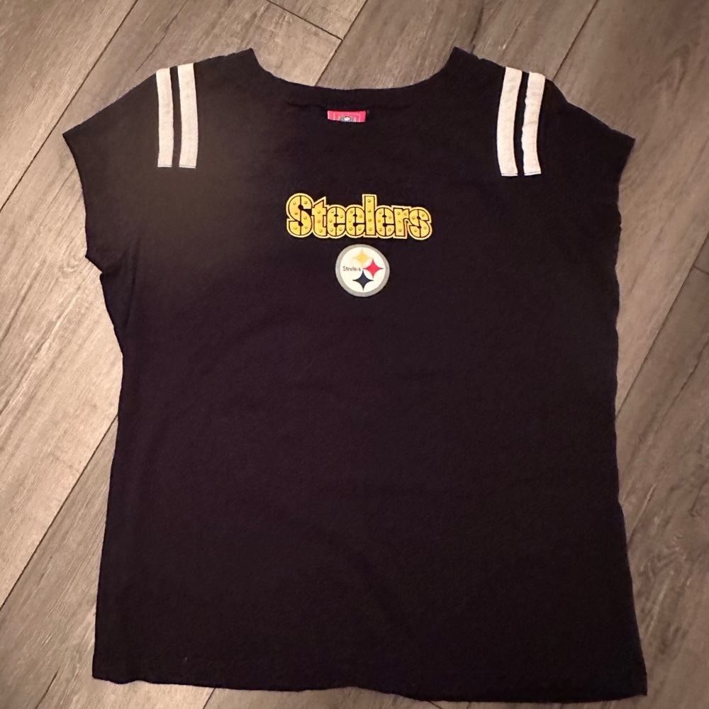 NFL Girl Black and Gold Steelers Tee with Bling XL